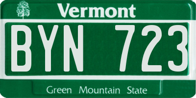 VT license plate BYN723