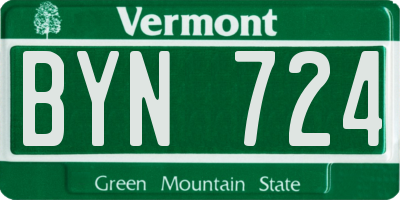 VT license plate BYN724