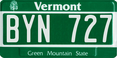 VT license plate BYN727