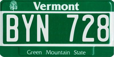 VT license plate BYN728