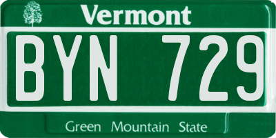 VT license plate BYN729