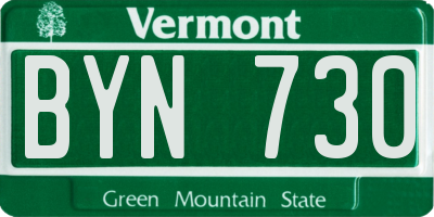VT license plate BYN730