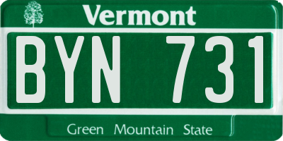 VT license plate BYN731