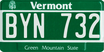 VT license plate BYN732