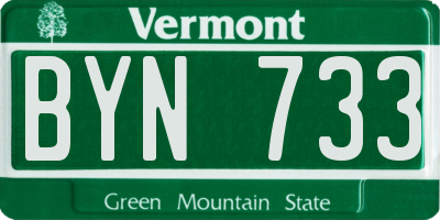 VT license plate BYN733