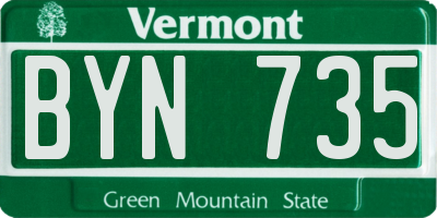 VT license plate BYN735