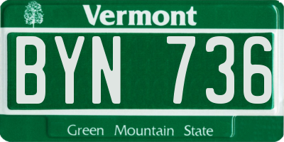 VT license plate BYN736