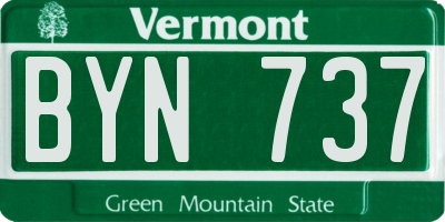VT license plate BYN737