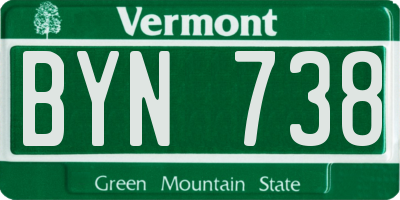VT license plate BYN738