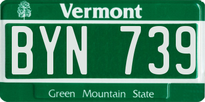 VT license plate BYN739