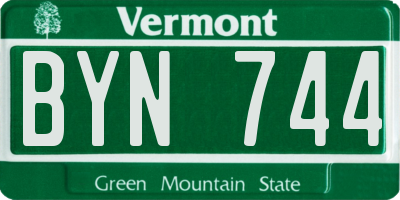 VT license plate BYN744