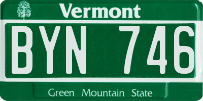 VT license plate BYN746