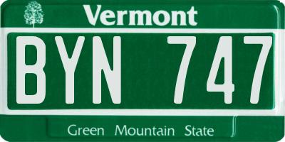 VT license plate BYN747