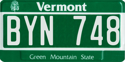 VT license plate BYN748