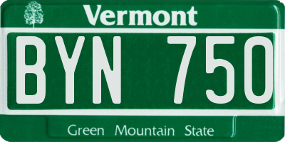 VT license plate BYN750