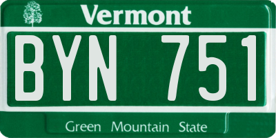 VT license plate BYN751