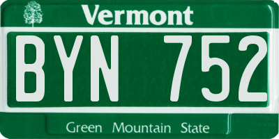 VT license plate BYN752