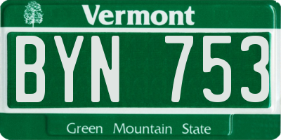 VT license plate BYN753