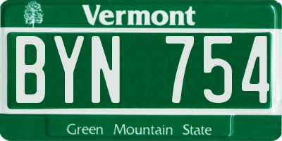 VT license plate BYN754
