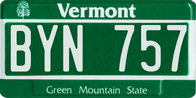 VT license plate BYN757