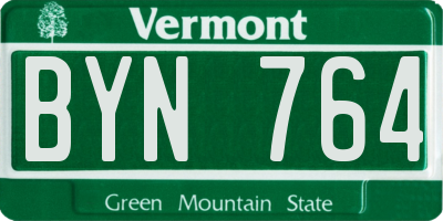 VT license plate BYN764