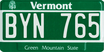 VT license plate BYN765