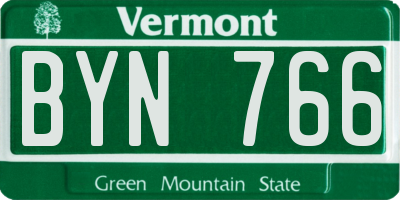 VT license plate BYN766