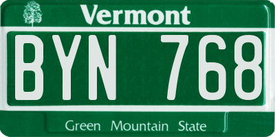 VT license plate BYN768