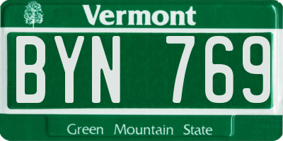 VT license plate BYN769