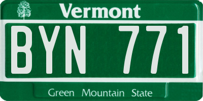 VT license plate BYN771