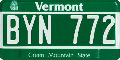 VT license plate BYN772