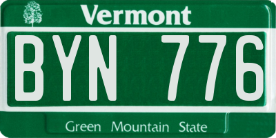 VT license plate BYN776