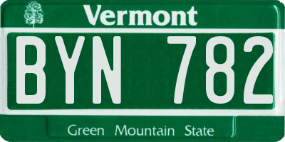 VT license plate BYN782