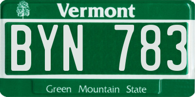 VT license plate BYN783