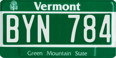 VT license plate BYN784