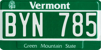 VT license plate BYN785