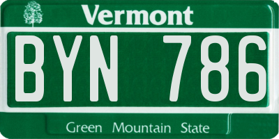 VT license plate BYN786