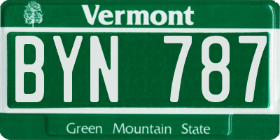 VT license plate BYN787