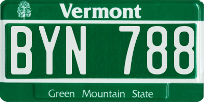 VT license plate BYN788