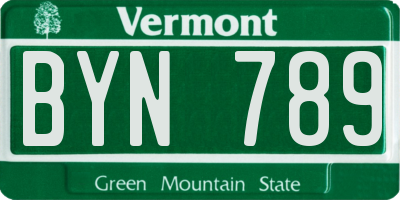 VT license plate BYN789