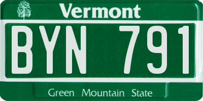 VT license plate BYN791