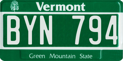 VT license plate BYN794
