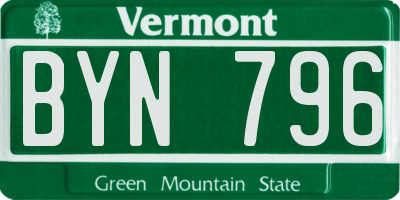 VT license plate BYN796