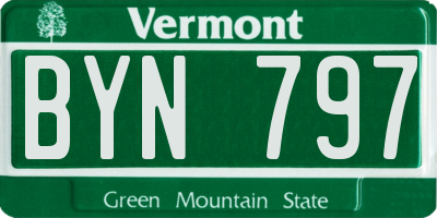 VT license plate BYN797