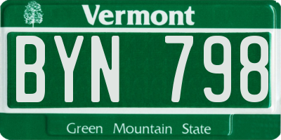 VT license plate BYN798