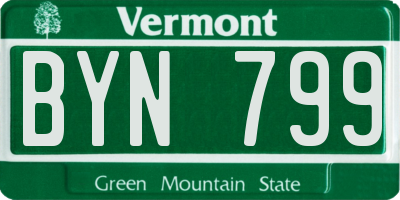 VT license plate BYN799