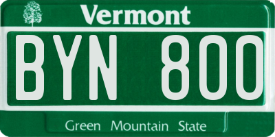 VT license plate BYN800