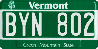 VT license plate BYN802