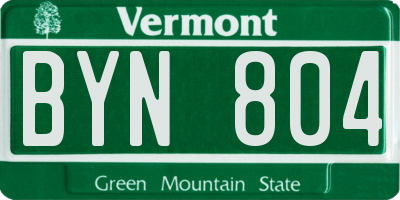 VT license plate BYN804