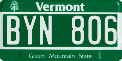 VT license plate BYN806
